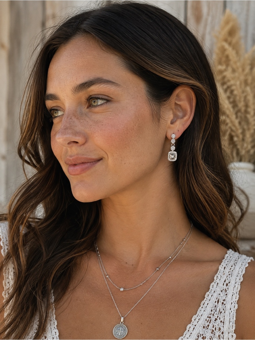 Sparkling Silver Tone Crystal Drop Earrings | Elegant Rhinestone Dangle